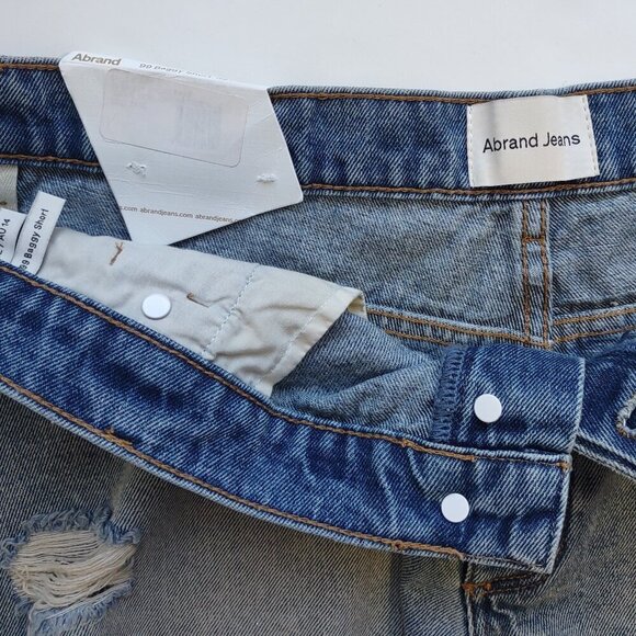 🆕 Abrand Denim Jean Shorts Mid-Rise Baggy "Shorty Short" Boho Grunge Size 32 - Picture 7 of 10
